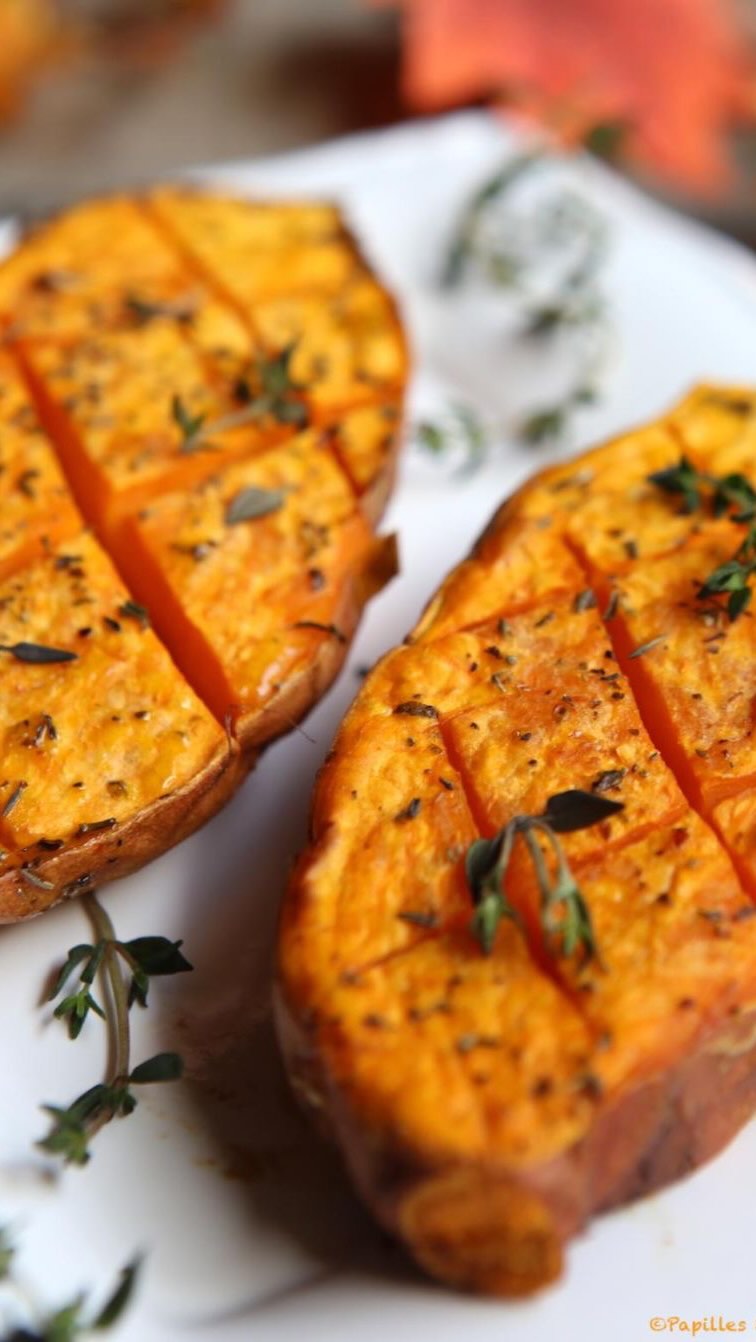 Poulet mariné aux patates douces rôties
