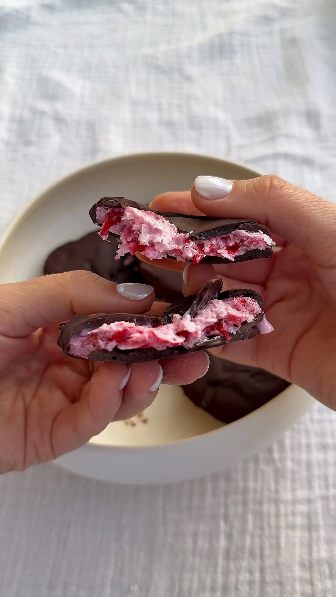 Snack glacé au chocolat et aux framboises