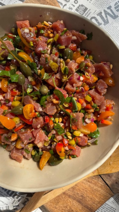 Tartare de thon façon ceviche & chorizo croustillant