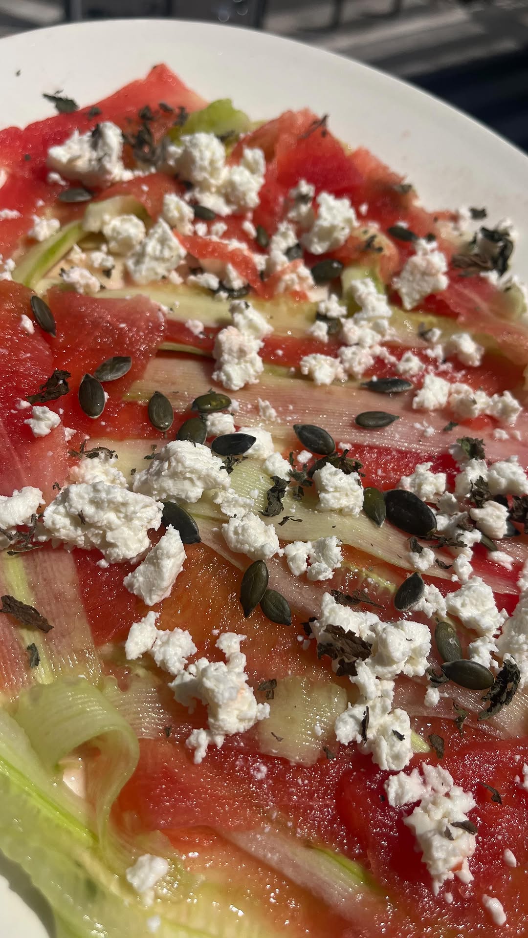 Carpaccio de pastèque, concombre et fêta
